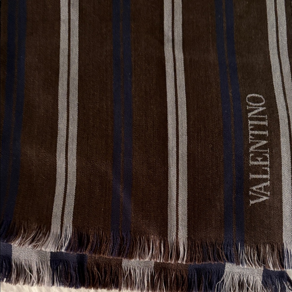 Valentino Striped Scarf in Brown and Blue new